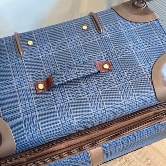 London Fog Brentwood III 28” Spinner Checked Luggage Large Exp Suitcase 4 Wheels - Picture 11 of 14